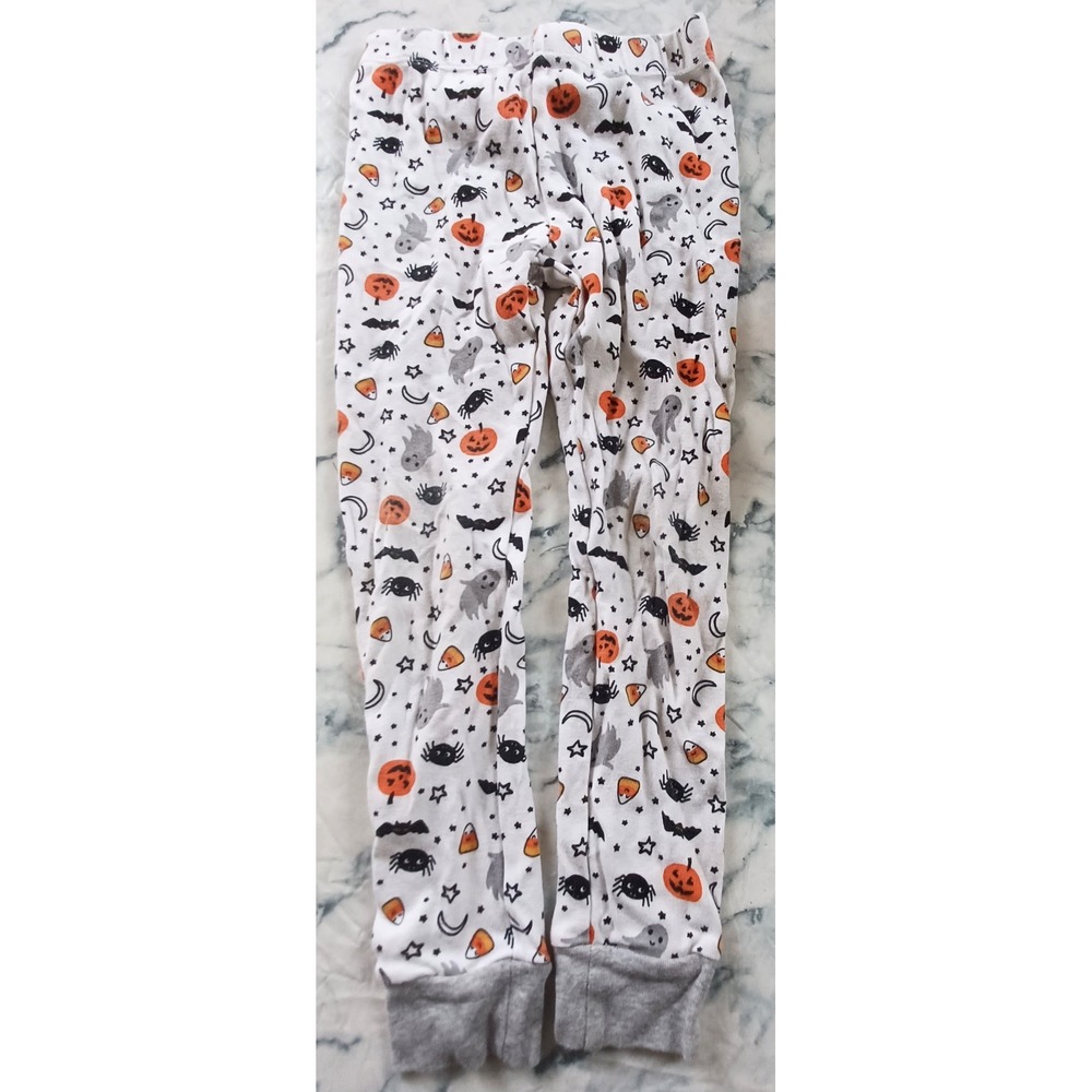 The Children's Place Pajama Pants Kids Size 5 White Halloween Pumpkin Ghost Bat